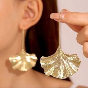 Ginkgo Gold Leaf Earrings approx 3”